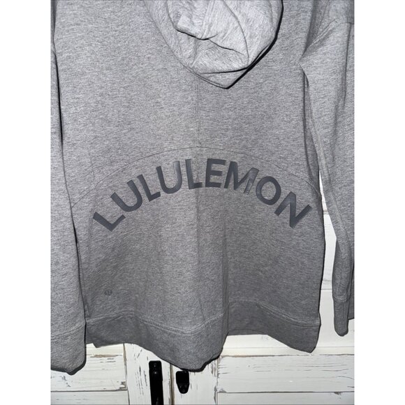 Lululemon Cut Above Hoodie Expression Heathered Gray Logo Back Side Slits Size 8 - Picture 3 of 10